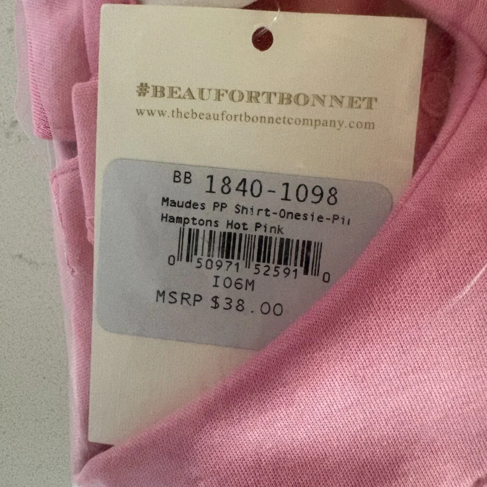 The Beaufort Bonnet Company Maude's Peter Pan Collar  Onesie, Hot Pink, NWT, 6M‎